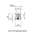 Saiper GT2 Timing Belt Pulley 20 Teeth Bore 8mm(5pcs)