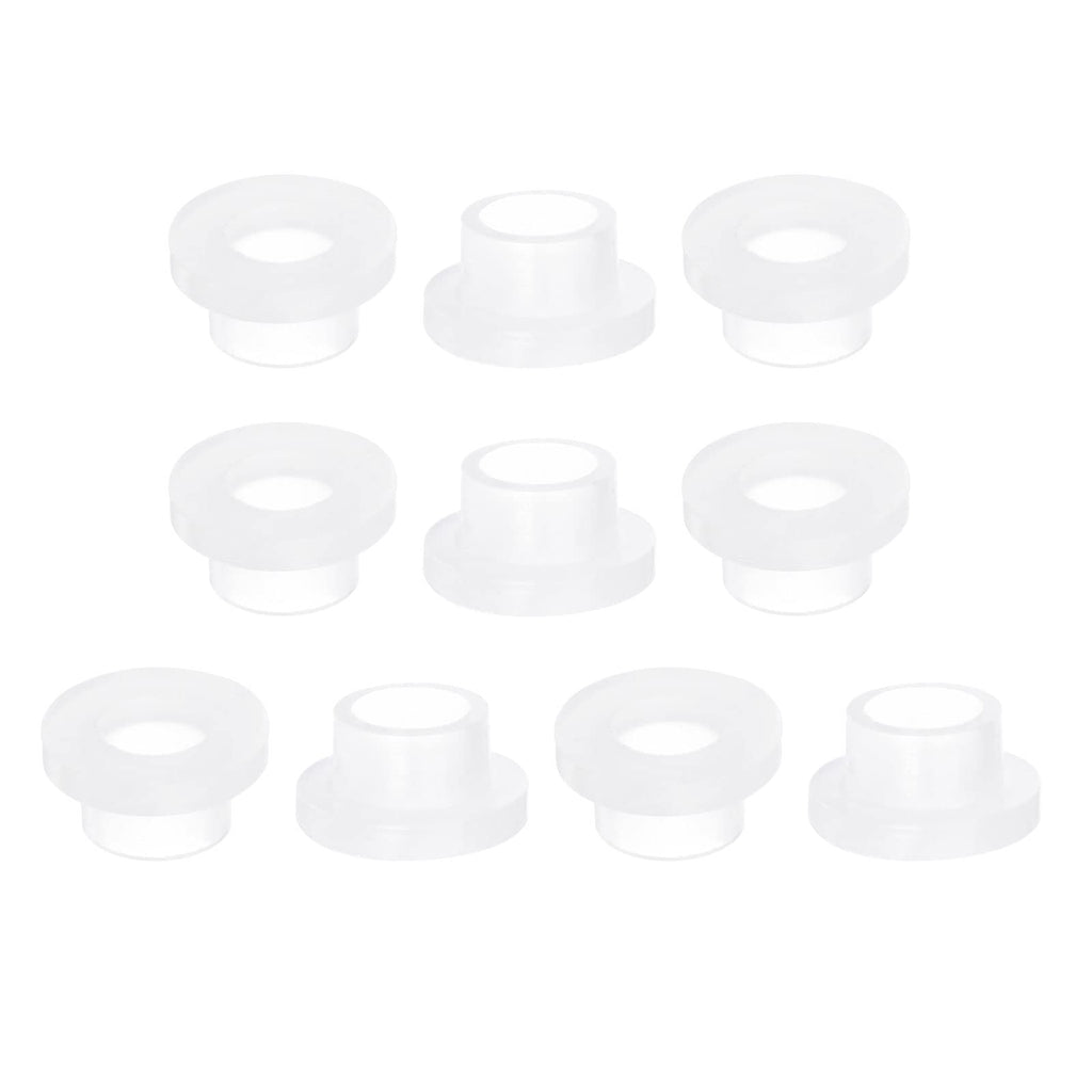 HARFINGTON 10pcs Flanged Sleeve Bearings 6.1mm Bore 8.1mm OD 6mm Length Nylon Bushings for Shaft, White