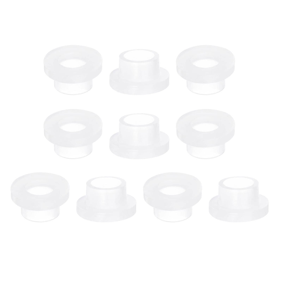 HARFINGTON 10pcs Flanged Sleeve Bearings 6.1mm Bore 8.1mm OD 6mm Length Nylon Bushings for Shaft, White