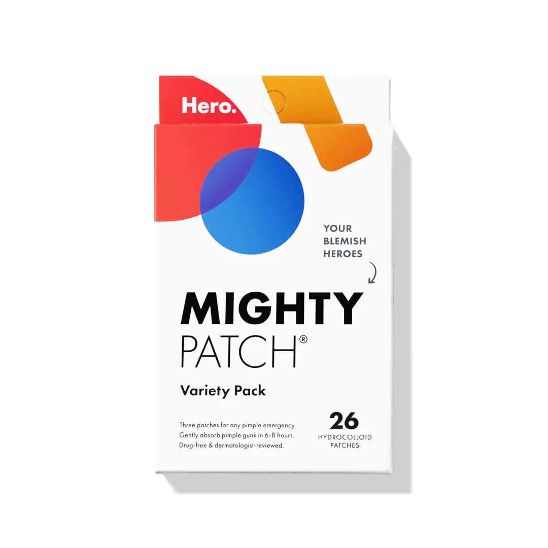 Hero Cosmetics Variety Pack of Acne Pimple Patches, 26 Ct | Includes Original, Invisible+, XL Surface Patches;