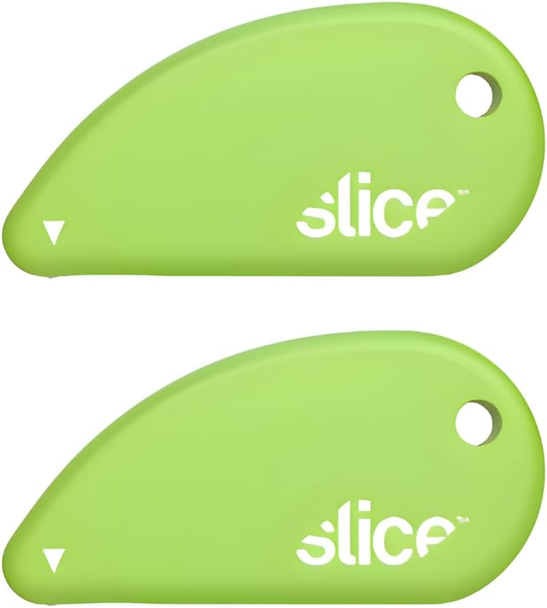 Micro Safety Cutter | Safe Ceramic Box Cutter Lasting 11x Longer than Metal | Keychain Box Opener | 2 Pack | Green