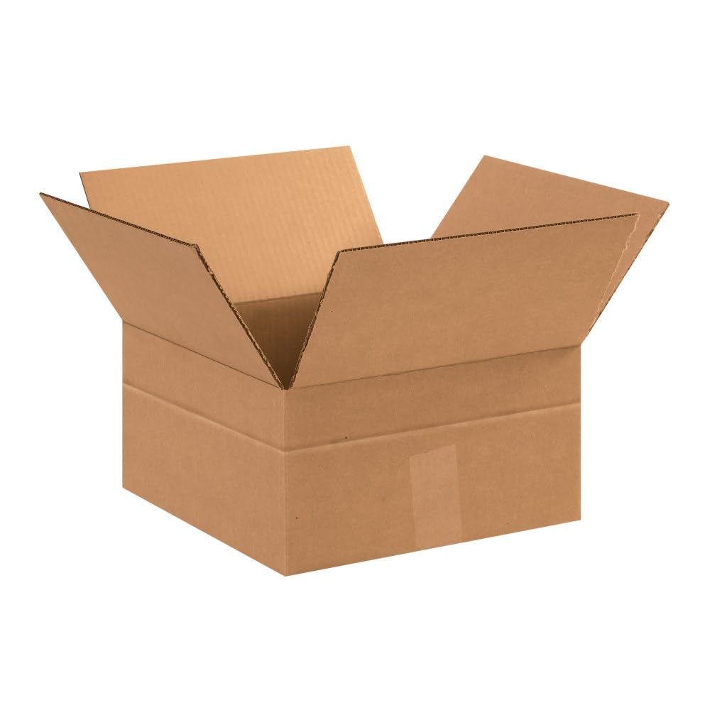 Multi-Depth Shipping Boxes Medium 12"L x 12"W x 6"H 25-Pack - Corrugated Cardboard Box for Moving, Mailing, Packing