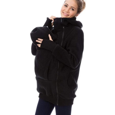 Women Fleece Zip Up Maternity Winter Coat Thicken Pullover Sweatshirt Hoodie Jacket for Women Black