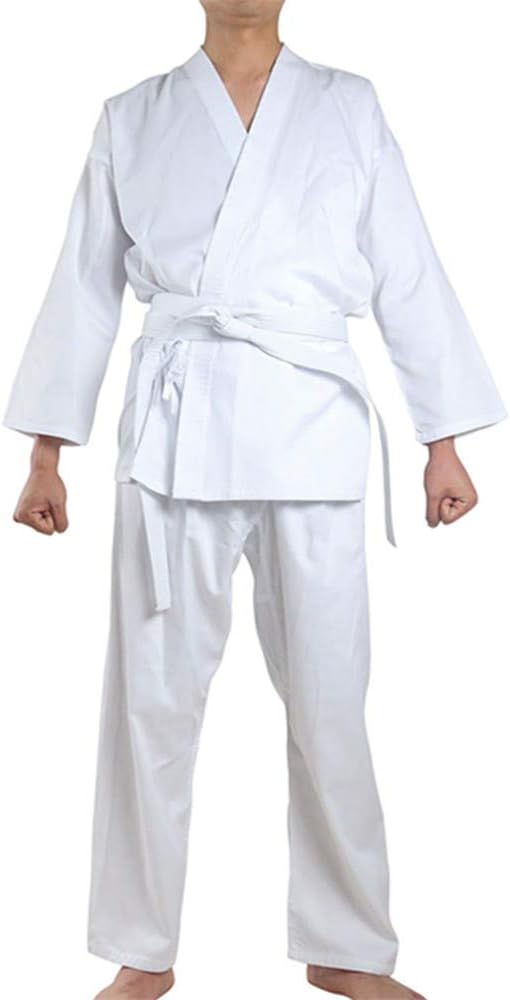 Karate Uniform for Kids and Adult, Lightweight Karate Gi Student Uniform with Belt for Martial Arts training - White