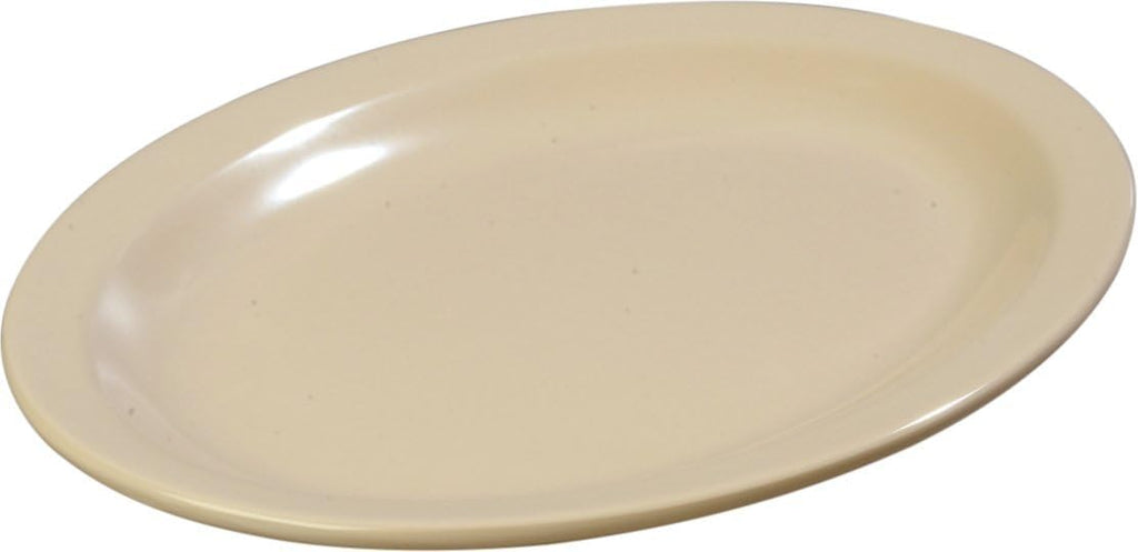 Kingline Oval Platter, Heavy Duty Melamine Dish for Serving, 12" x 9", 12 Count, Tan