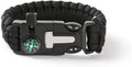 Bracelet, Emergency Hiking Survival Kit Fire Starter Compass Whistle, 9.5ft Continuous Strand Flint Steel Scraper 5 in 1