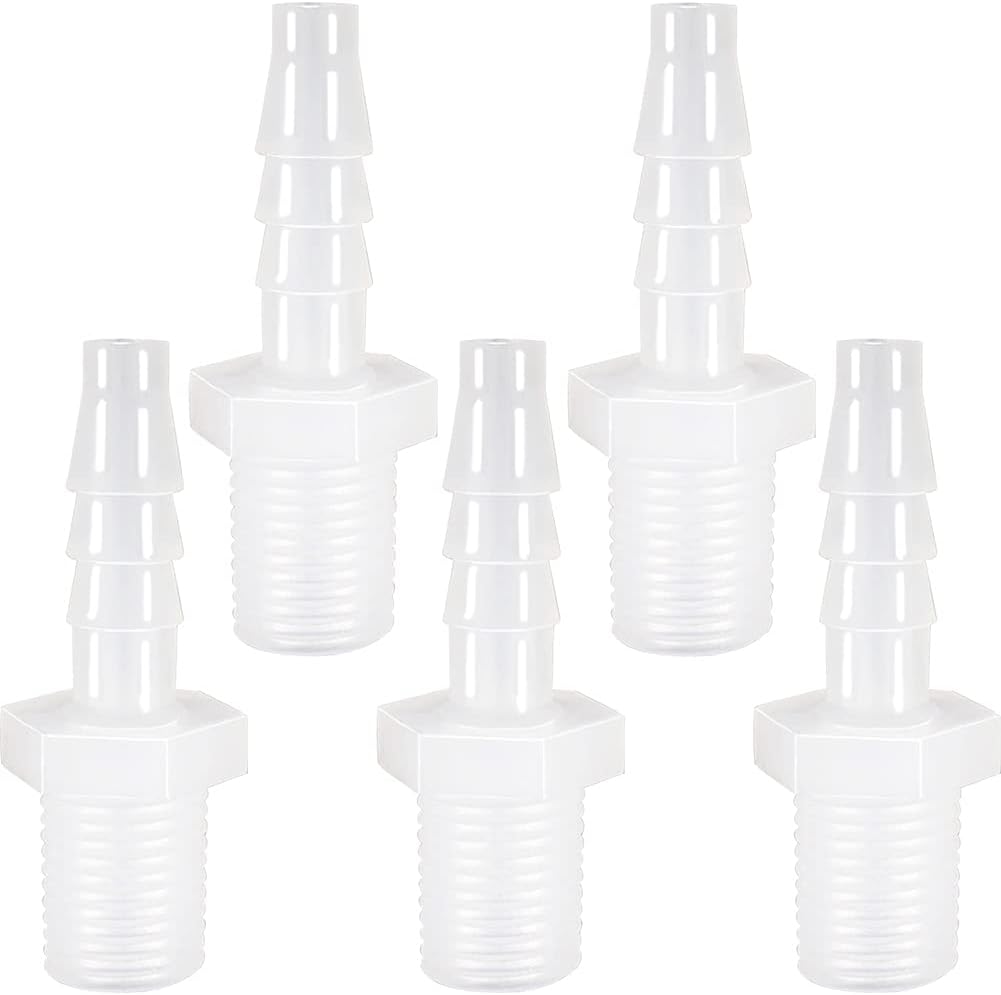 Plastic Hose Barb Fitting 3/8" Barb X 1/4 NPT Male Thread 5 Pack