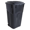32 Gallon Wheeled Heavy Duty Trash Can with Attached Lid, Outdoor & Indoor Garbage Bin with Hinged Secure Lid