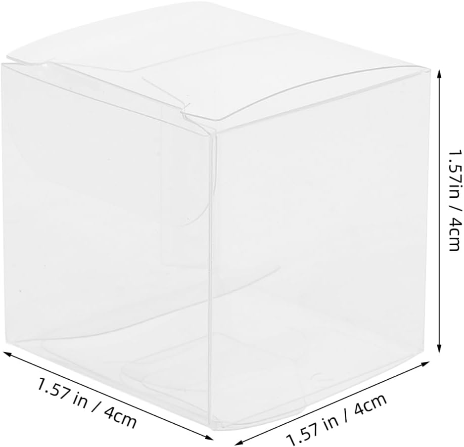 25 Pack Clear Plastic Packaging Boxes 1.57 Inch Square Transparent Candy Gift Boxes for Wedding Party Favor Storage