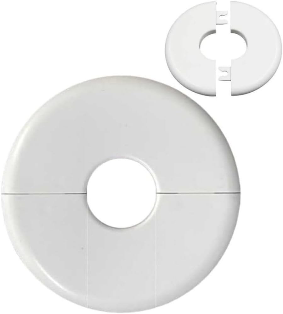 Fit 1/2 Inch Flange Water Pipe Cover Decoration 16mm(5/8") Plastic PP escutcheon plate 1/2 inch Cover for Wall Pipe Tube Decoration (16 White)