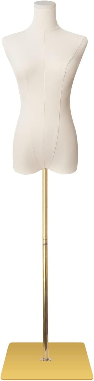 Female Mannequin Torso Women Dress Forms for Sewing Manicanequin Body High Stability Gold Metal Stand for Clothing