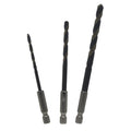Drill America 3 Piece Quick Change Cobalt Drill Set with Hex Shank, (1/8, 3/16", 1/4"), COHEX Series