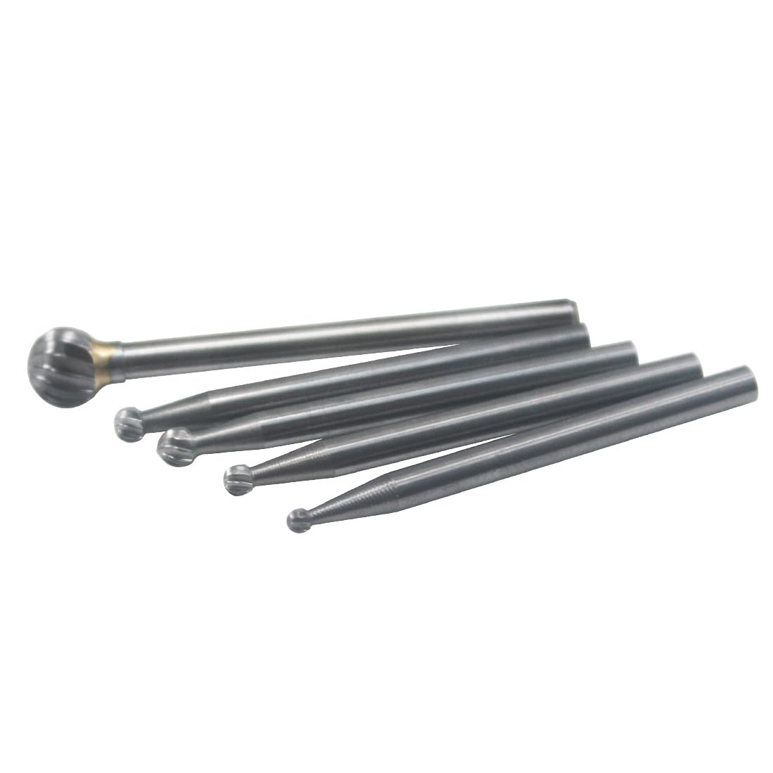 Luo ke 5 Pcs 1/8'' Shank Various Sizes Rotary Carbide Ball Burr (015-060)