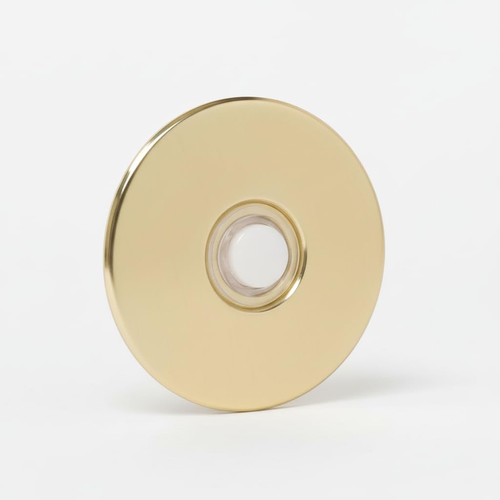 Products Lit Stucco Pushbutton Doorbell Button – 5/8” Decorative Lighted Gold Rim Pearl Button – 2-1/2” Gold Anodized