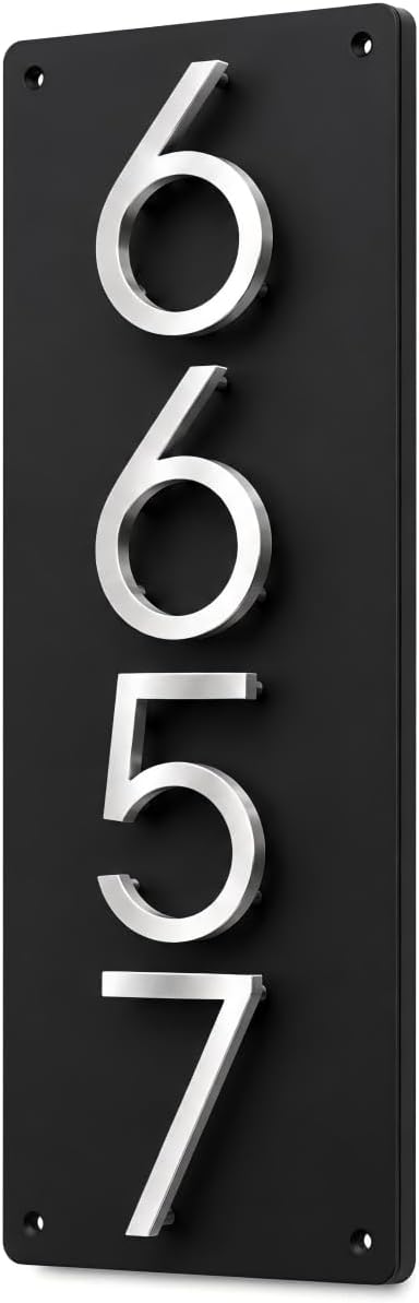Custom House Numbers for Outside, Modern Address Plaque for House | 5in 3D Floating Numbers, 10mm Back Plate