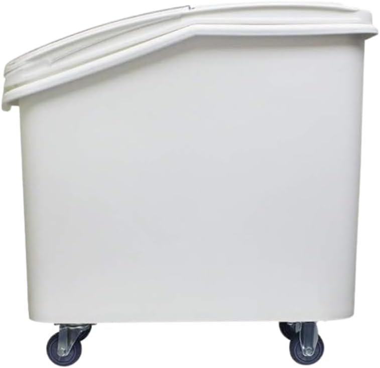 27 Gallon Shelf Ingredient Bin (430 Cups) White with Clear Sliding Lid Casters & Measuring Scoop- Plastic Kitchen
