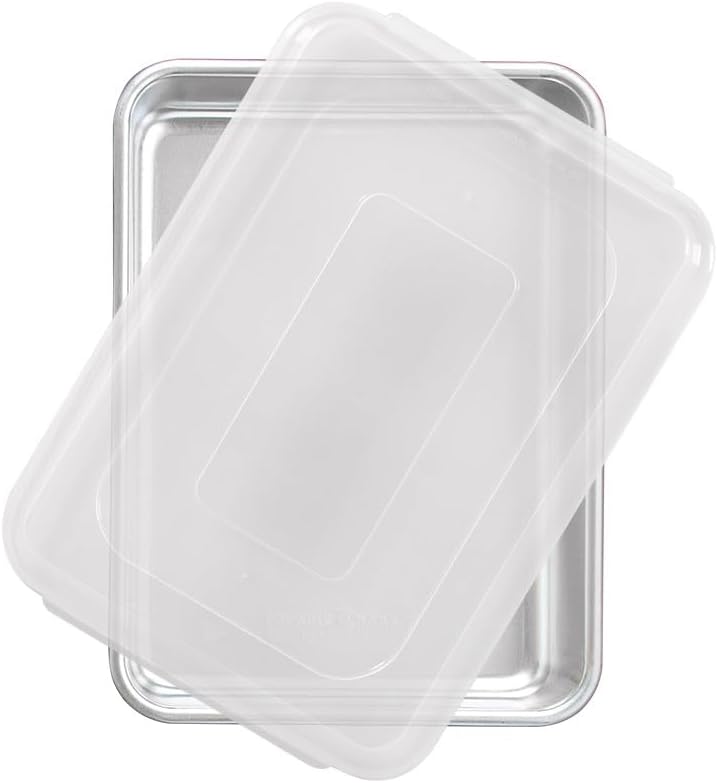 Natural Aluminum Commercial Cake Pan with Lid, Rectangle Pan with Lid Silver, 9 x 13