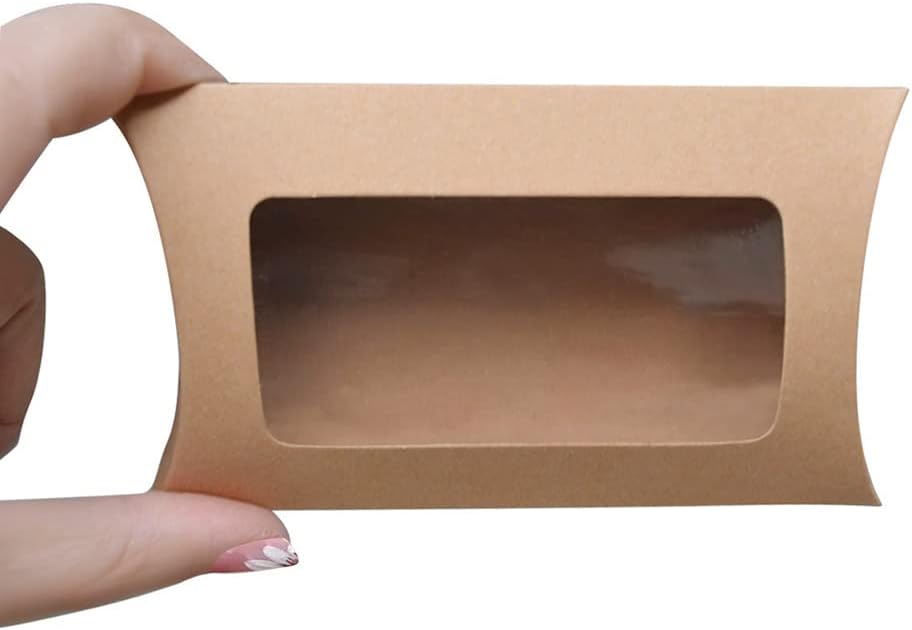 50 Pcs Kraft Paper Pillow Candy Box Wedding Creative Favor Box Cookie Packaging Box Pillow Gift Box Folding Treat