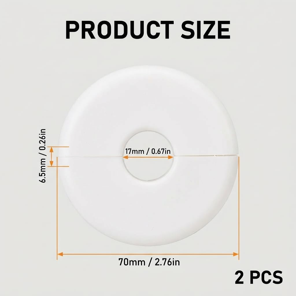 2pcs Wall Split Flange, white Self-Adhesive Pipe Cover Escutcheon Plate