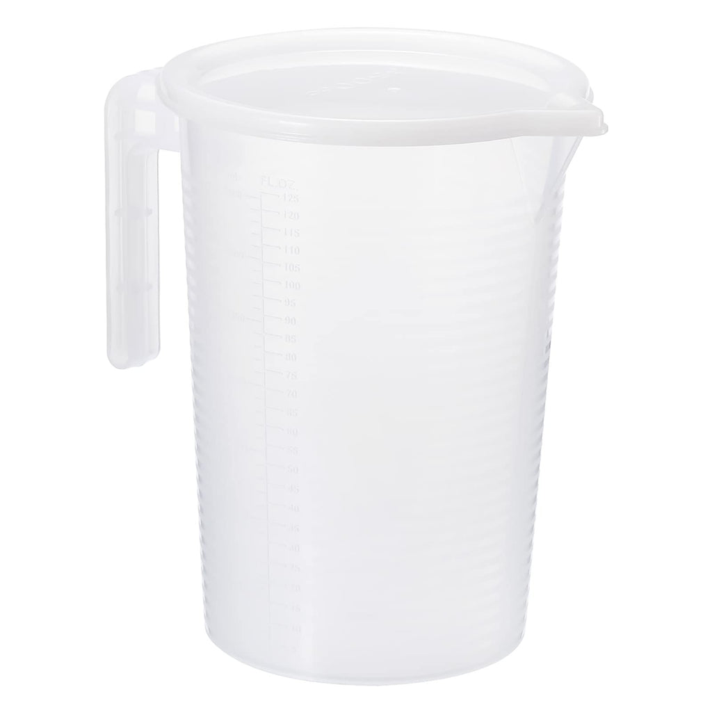 Graduated Beaker, 3500ml PP Plastic Liquid Measuring Cup Double Sided Graduations with Handle Lid and Spout for Lab