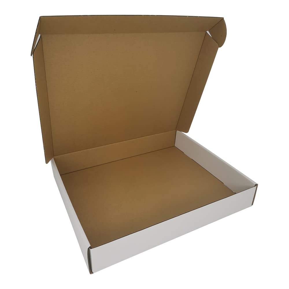 13x11x2'' Small Shipping Boxes, 25 Pack White, Corrugated Cardboard Mailers for Small Business (M13112-25-W)
