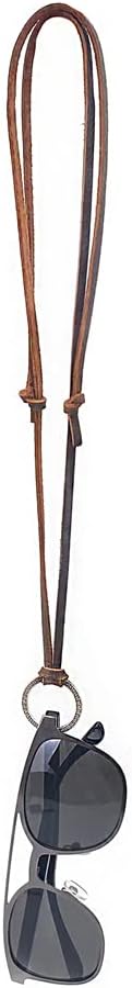 Glasses Necklace Sunglasses Holder Hanging Ring Leather Cord Adjustable Eyeglasses Strap Alloy Loop Ring