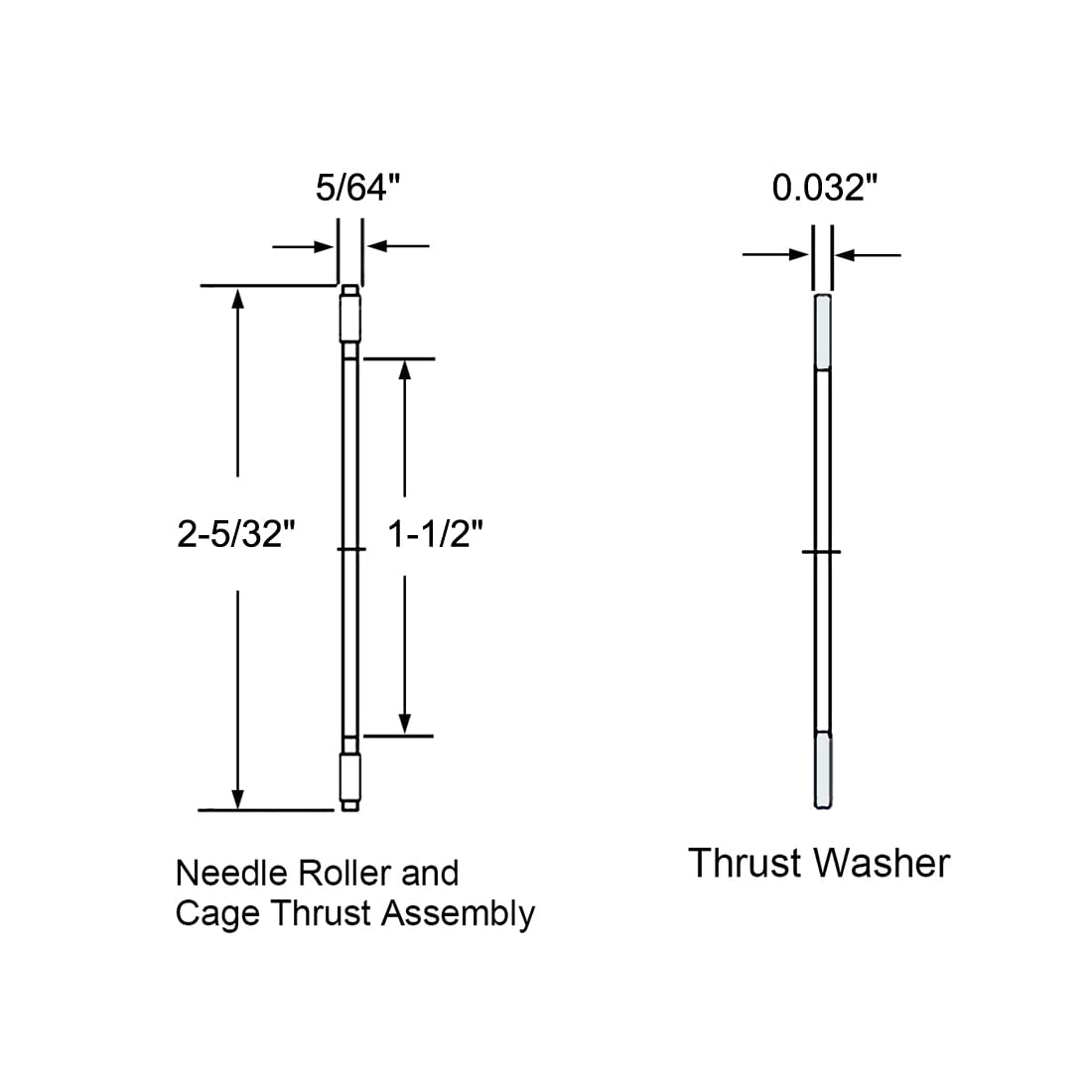 uxcell NTA2435 Thrust Needle Roller Bearings with Washers 1-1/2" Bore 2-5/32" OD 5/64" Width 2pcs