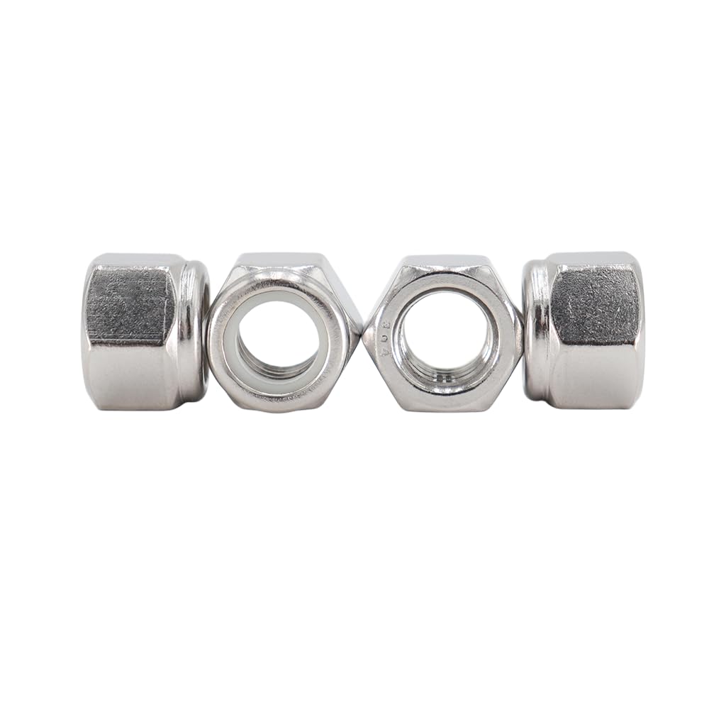 #10-32 Nylon Insert Hex Lock Nuts 50 Pack 304 Stainless Steel Self-Locking Nylon Lock Nuts Plain Finish for Industrial Construction Fasteners
