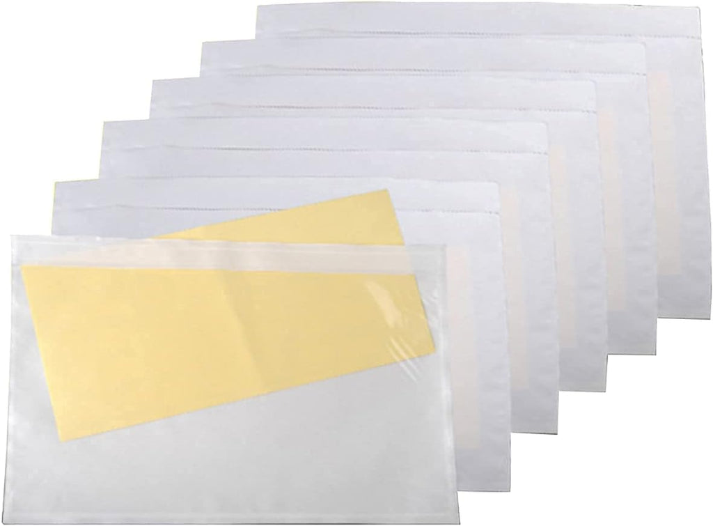 200 pcs 6" x 9" Clear Plastic Adhesive Packing List Envelope Mailing bag Shipping label Pouch Return Label Documents