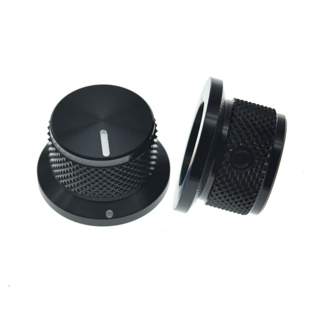 Dopro 2-Pack Set Screw Style Aluminium Potentiometer Knobs 1/4" Universal Top Hat Knobs Bell Volume Tone Control Knobs for Guitar/Bass/AMPS/Preamps Black with Indicator