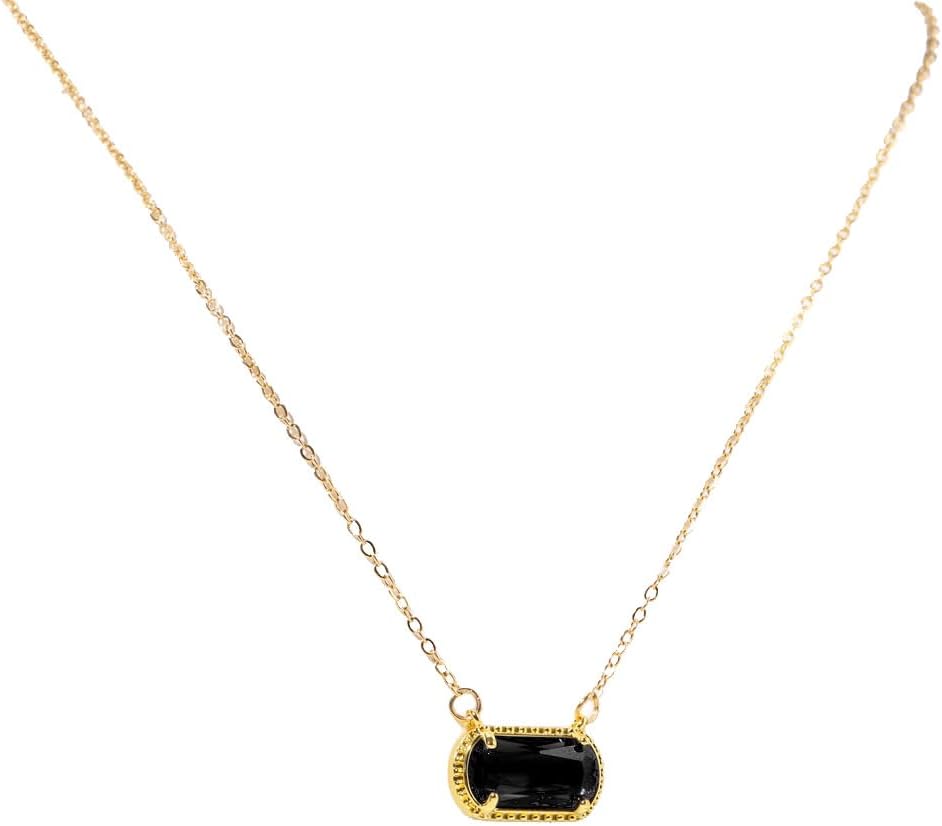 Birthstone Golden Plated Preppy Oval Stone Necklace Trendy Pendant Necklaces Birthday Gifts for Women Mom Wife Friends