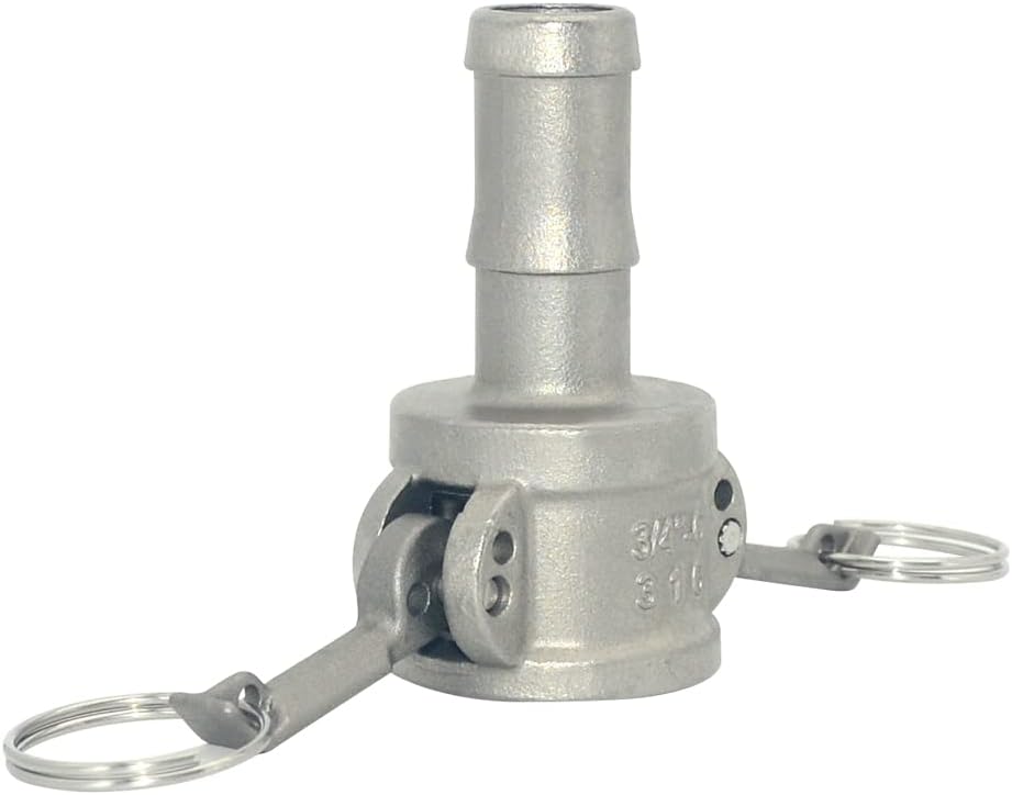 VARMHUS Hose Barb Fitting x 3/4"C Trash Pump Adapter Female Camlock,Stainless Steel 316