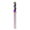 1/4" 3 Flute 37° Helix Solid Carbide Ball Nose End Mill, DLC Coated