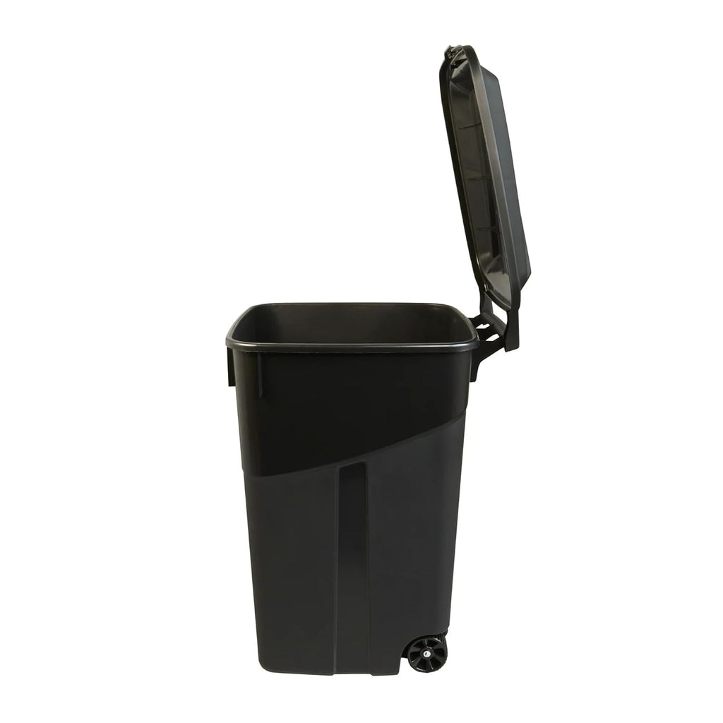 32 Gallon Wheeled Heavy Duty Garbage Can with Attached Lid, Durable Plastic Outdoor Trash Can for Home, Garage &
