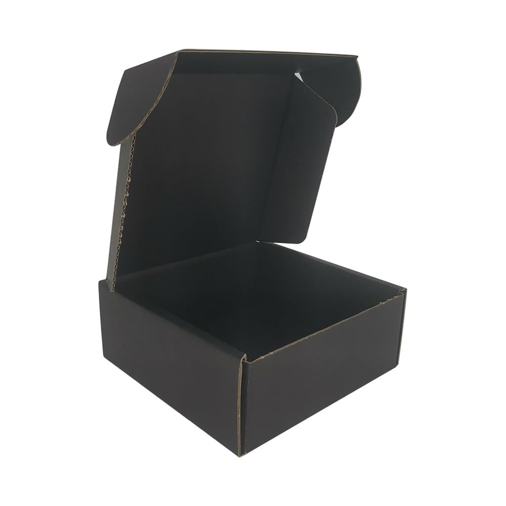 5x5x2'' Small Shipping Boxes 25 Pack, Cardboard Corrugated Mailers, Black (M552-25-B)