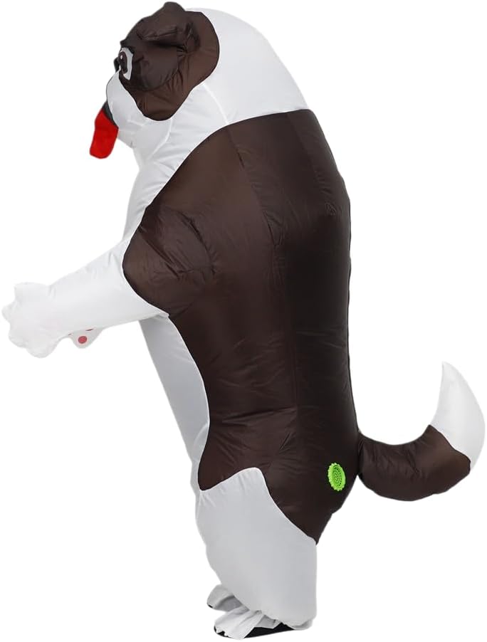 Funny Inflatable Costume for Adult Blow up Bullydog Costume Halloween Party Puppy Dog Cosplay Costume Onesie
