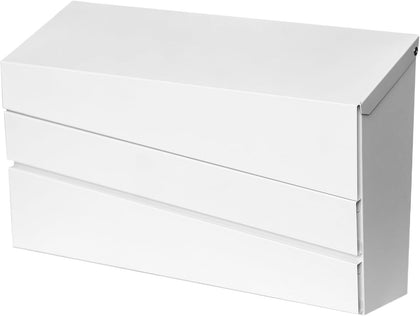 Wall-Mount Mailbox White | No Lock Rust-Resistant Large Capacity Mailbox, Modern Drop Mailboxes for Outside