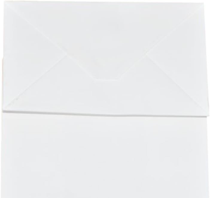100 Pack Sturdy Medium White Kraft Paper Bags with Handles Bulk, Thicken Gift Bags 8x4.75x10 Inch, Craft Grocery