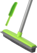 Rubber Broom and Pet Hair Removal Brush Set for Carpet, Fur Remover Broom with Squeegee for Wooden Floor, Detailing