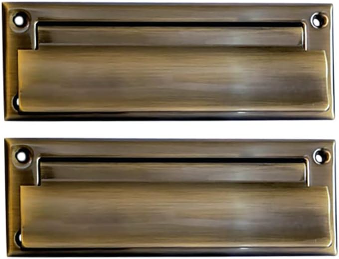 Solid Brass Mail Slot, with Solid Brass Interior Frame and Solid Brass Back Plate, 8-7/8''X2-7/8,Antique Brass 1