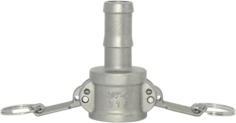 VARMHUS Hose Barb Fitting x 3/4"C Trash Pump Adapter Female Camlock,Stainless Steel 316