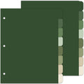 16Pcs/2Set Sage Green 3 Ring Binder Dividers, Colored Index Divider | Gradient Green Colorful, Plastic Page Folder