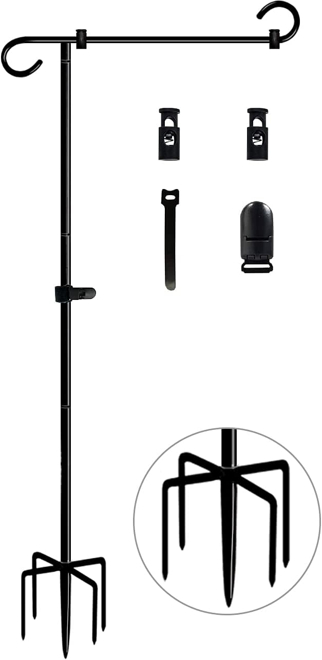 49 Inch Extra Tall Garden Flag Stand Holder Pole with 5 Prong Bases for 12 x 18 Outside Fall Yard Flags Décor, Matte