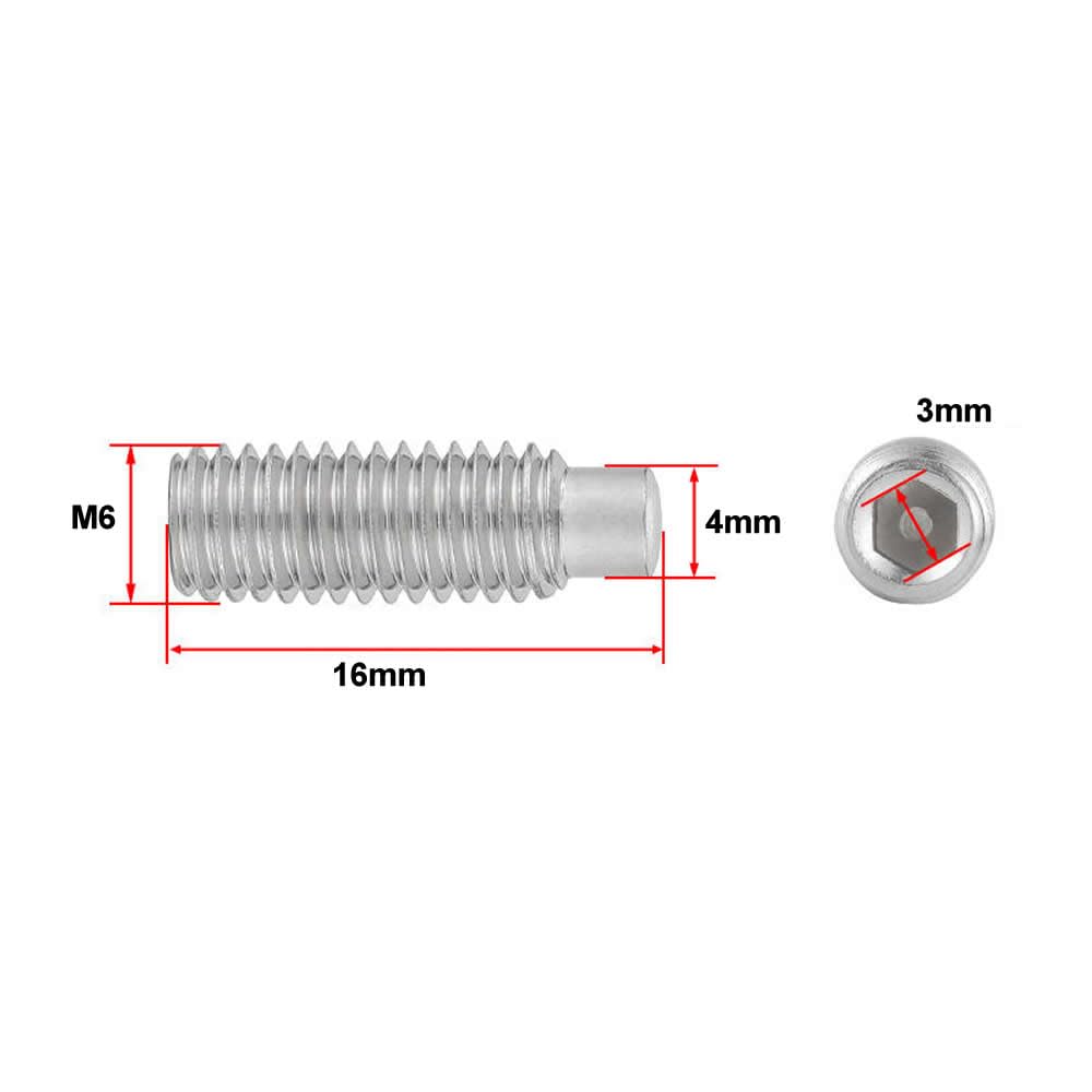 Junter 20pcs M6 x 16mm A2-70 Dog Point Grub Hex Socket Set Screws Metric