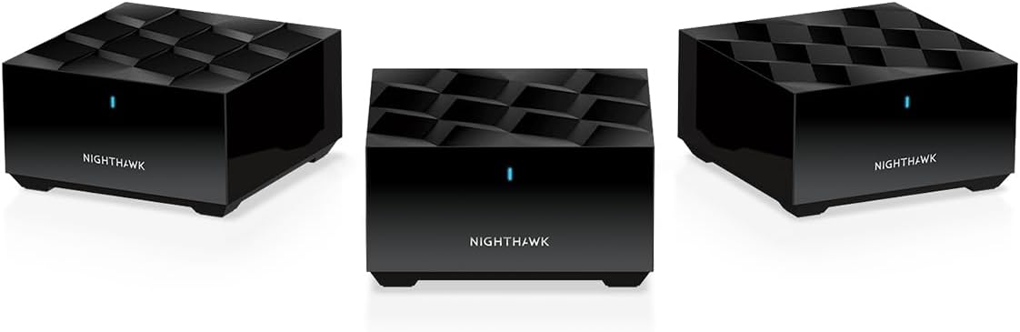 Nighthawk Tri-Band Whole Home Mesh WiFi 6 System (MK73S) – Router + 2 Satellite Extenders - 3Gbps Speed - Coverage up