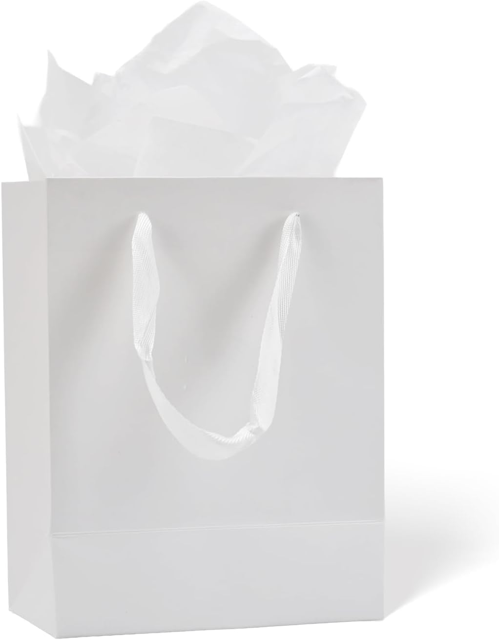 White Gift Bags with Tissue Paper, 30 Pack, 7x4x9 In