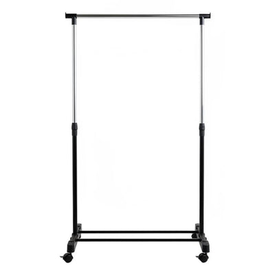 Height Adjustable Single Pole Clothes Rack, Rolling Garment Rack with Wheels for Easy Closet & Laundry Organization
