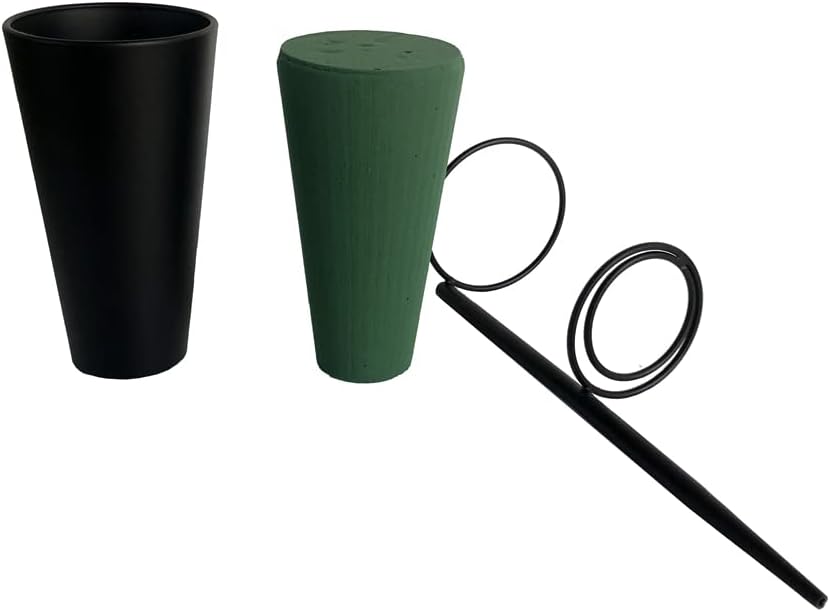 Metal Grave Vase, Flower Holder in the Ground, Cemetery Vase, Grave Decoration, with Flower Foam