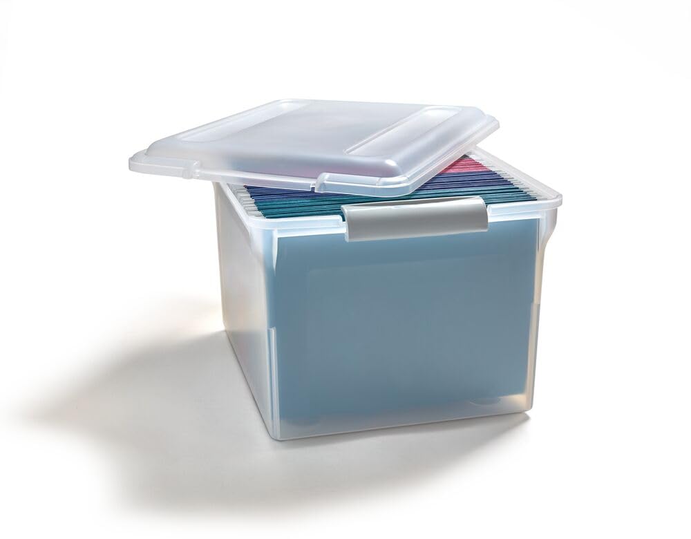 Store & Slide Plastic File Box, Latching, Letter/Legal, 2/Pk