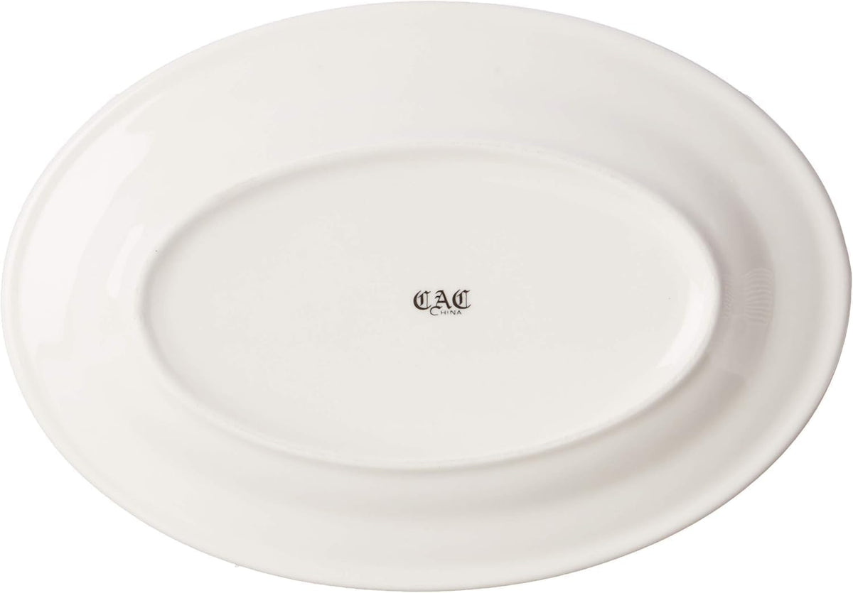 REC-13 Rolled Edge 11-1/2 by 8-1/4-Inch Stoneware Oval Platter, American White, Box of 12